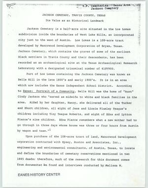 Essay about Jackson Cemetery