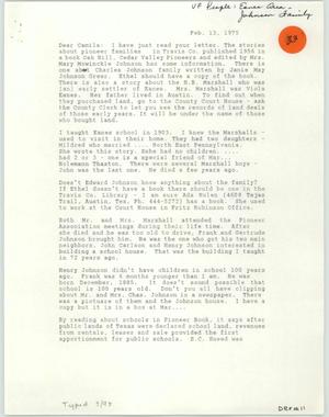 Letter from Mary Mowinckle Johnson to Camila, February 13, 1975